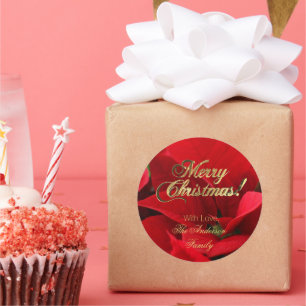 Elegante Blumenweihnachtliche Blume Rote Poinsetti Runder Aufkleber