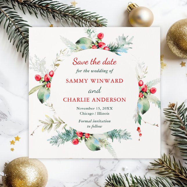 Elegante Blumenwinters Wedding Save the Date Einladung (Von Creator hochgeladen)