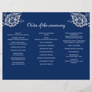 Elegante Blumenzange auf Blue Wedding Flyer