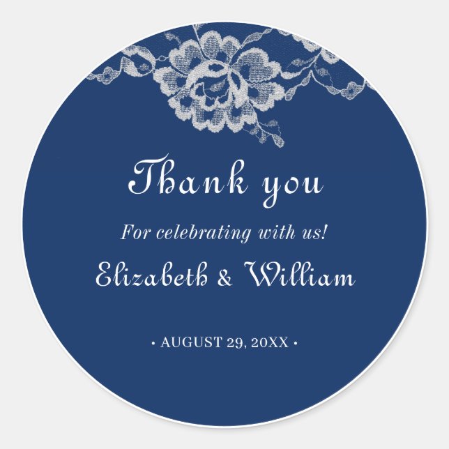 Elegante Blumenzange auf Blue Wedding Runder Aufkleber (Vorderseite)