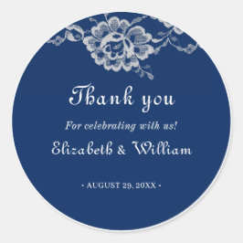 Elegante Blumenzange auf Blue Wedding Runder Aufkleber