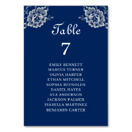 Elegante Blumenzange auf Blue Wedding Tischnummer