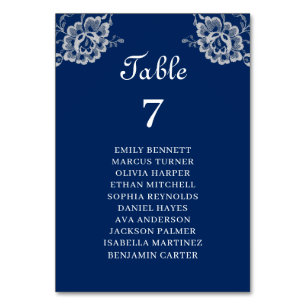 Elegante Blumenzange auf Blue Wedding Tischnummer