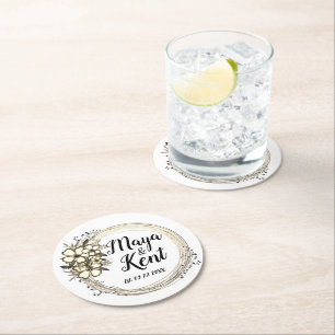 Elegante Blumenzeremonie Personalisiert Runder Pappuntersetzer