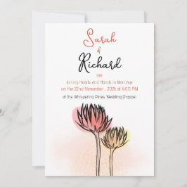 Elegante Blumenzettelhochzeit Einladung