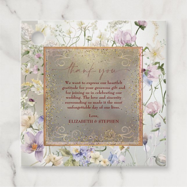 Elegante Blumenzwiebelhochzeit Danke, dass Sie Tag Geschenkanhänger (Vorderseite)