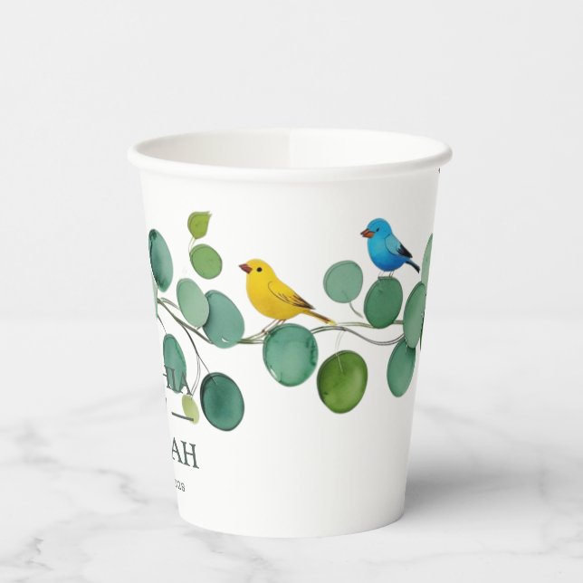 Elegante Blumenzwiebelhochzeit Pappbecher (Links)