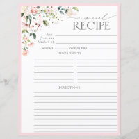 Elegante Blumenzwiebelseite Recipe Binder Page
