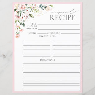 Elegante Blumenzwiebelseite Recipe Binder Page