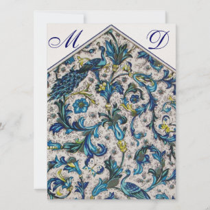 ELEGANTE BLUMIGE BLAUE HOCHZEITSMONOGRAMM EINLADUNG