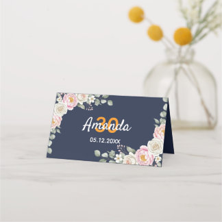 Elegante Blumige Platzkarte und Tischnummernkarte