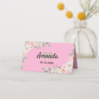 Elegante Blumige Platzkarte und Tischnummernkarte
