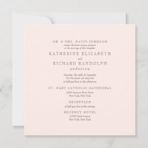 Elegante Blush 2 Location Quadratische Hochzeit Einladung