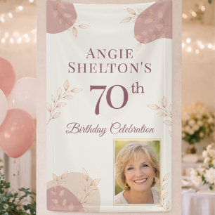 Elegante Blush 70. Geburtstags-Foto-Feier Banner