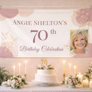 Elegante Blush 70. Geburtstags-Foto-Feier Banner