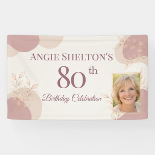 Elegante Blush 80. Geburtstags-Foto-Feier Banner