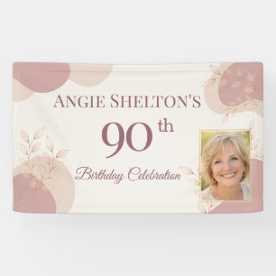 Elegante Blush 90. Geburtstags-Foto-Feier Banner