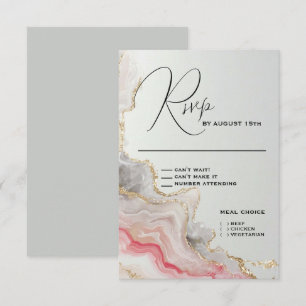 Elegante Blush-Achat-Fluid-Tinte RSVP Karte