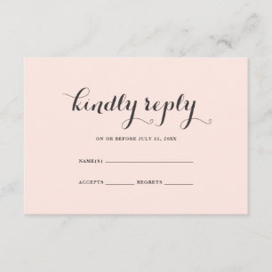 Elegante Blush and Gray Wedding RSVP Card