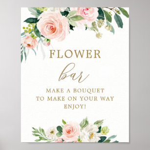 Elegante Blush Bloral Bouquet Blume Bar Poster