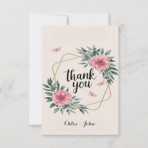 Elegante Blush Bloral Custom Wedding Dankeskarte