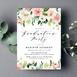 Elegante Blush Bloral Graduation Party Einladung