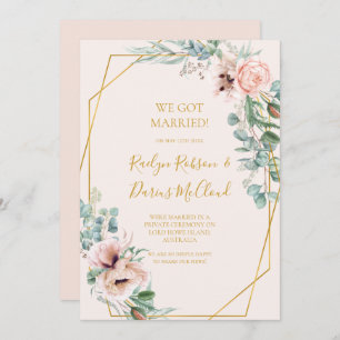 Elegante Blush Bloral Pastel Elopement Ankündigung