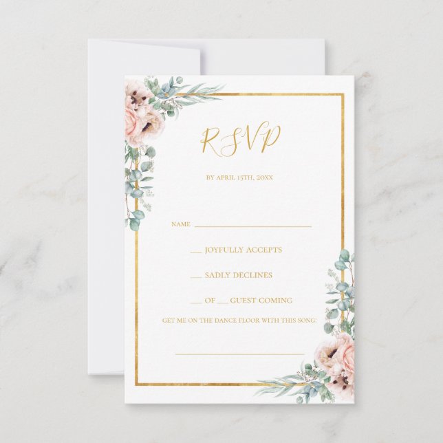 Elegante Blush Bloral Pastel Song Request RSVP Car Karte (Vorderseite)