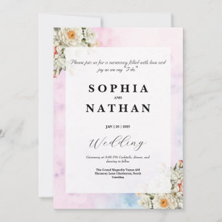 Elegante Blush Bloral Wedding Einladung