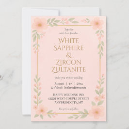 Elegante Blush Bloral Wedding Einladung mit Gold