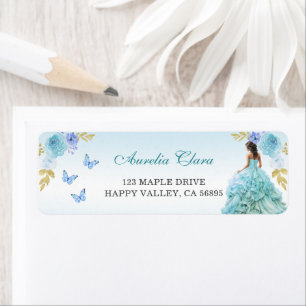 Elegante Blush Blue Floral Quinceñera Rückkehr