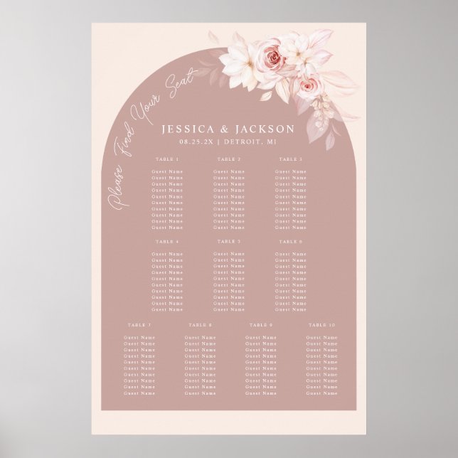Elegante Blush Blues Hochzeitsstift Poster (Vorne)