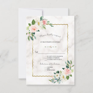 Elegante Blush Blume Hochzeit Gold Marmor RSVP Karte