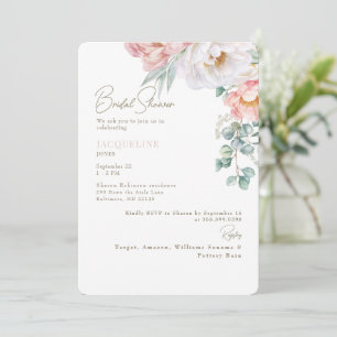 Elegante Blush-Blumen-Botanische-Hochzeitsshower I Einladung