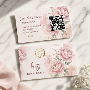 Elegante Blush-Blumen-Make-up-Artistin Visitenkarte