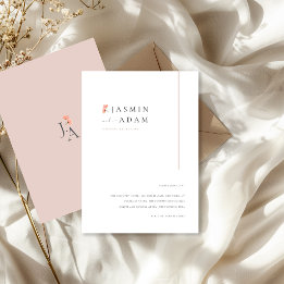 Elegante Blush-Blumen-Monogramm-Hochzeitsdetails Begleitkarte
