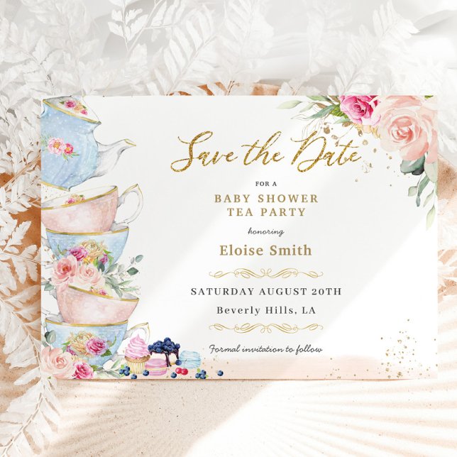 Elegante Blush Blumenstrauß Party Kinderdusche Save The Date (Von Creator hochgeladen)