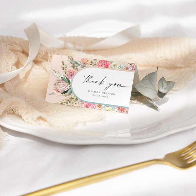 Elegante Blush Bohemisch Floral Danke Karte (Von Creator hochgeladen)