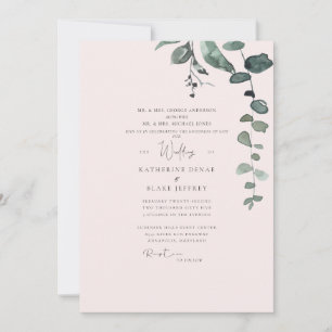 Elegante Blush Botanical Foliage Hochzeit Einladung