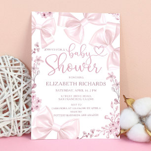 Elegante Blush Bow Theme Girl Baby Shower Einladung
