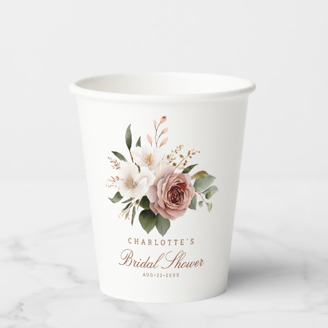 Elegante Blush Brautparty Paper Cups Pappbecher (Vorderseite)
