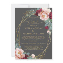 Elegante Blush Burgundy Gray Gold Virtual Wedding