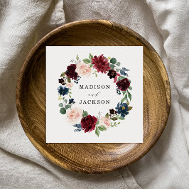Elegante Blush Burgundy und blumenreiche Hochzeit Serviette