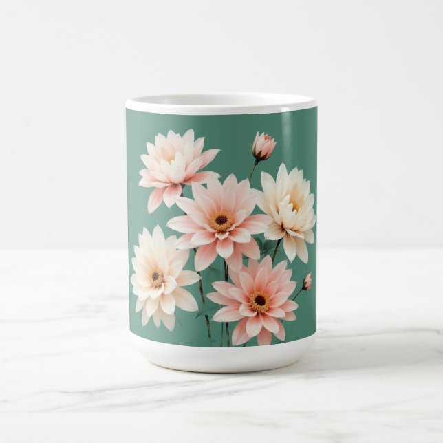 Elegante Blush-Chrysanthemen-Kunst Kaffeetasse (Mittel)