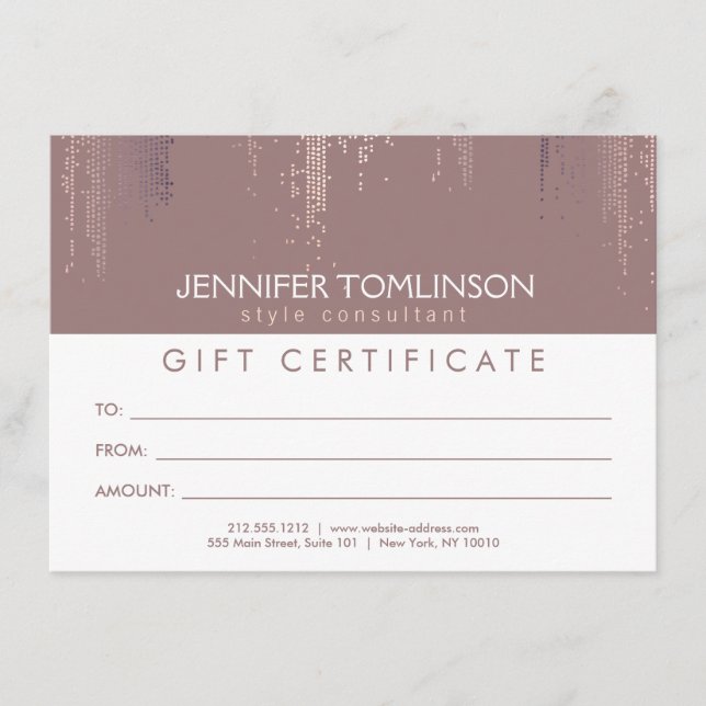 Elegante Blush Confetti Rain Muster Geschenkkarte (Vorderseite)