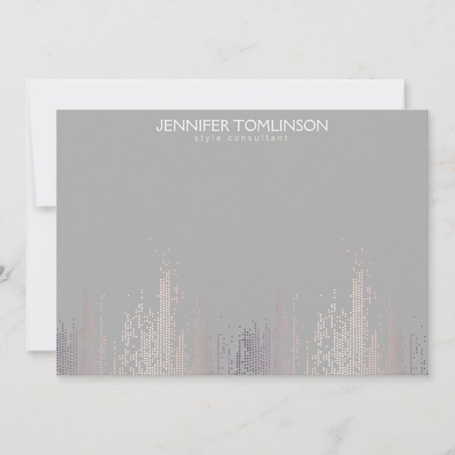 Elegante Blush Confetti Regen Muster Gray Notecard Mitteilungskarte (Vorderseite)