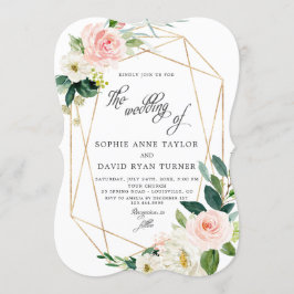 Elegante Blush Cream Blume Gold Frame Wedding Einladung