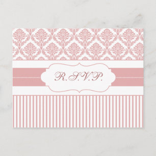 Elegante Blush Damask Stilvolle moderne Hochzeit Einladungspostkarte