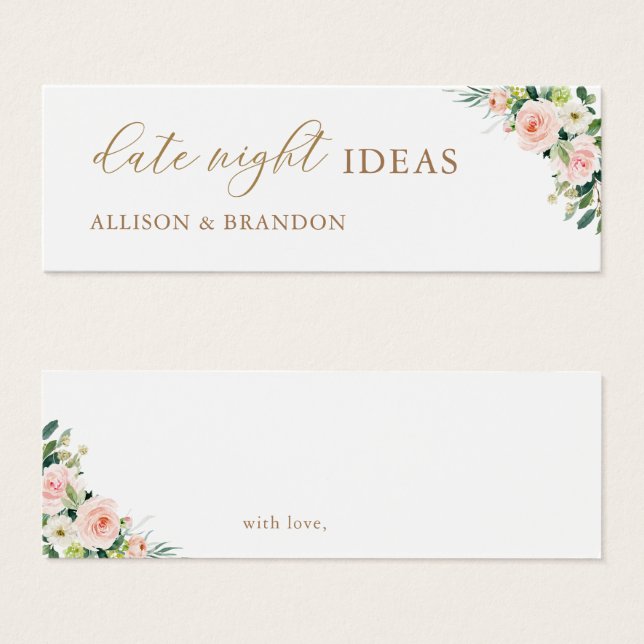 Elegante Blush Date Night Ideas Polterabend Card (Vorne & Hinten)