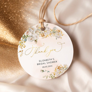 Elegante Blush Floral Brautparty Gefälligkeitstags Geschenkanhänger
